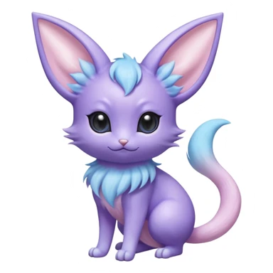 Cute kawaii fluffy floofy Pastel Gradients Shiny silky realistic smooth soft Espeon-Mew-Minccino-Delcatty-Pachirisu-fusion sticker