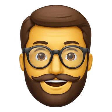 Quiero un emoji de un hombre pelado, con lentes y barba sticker