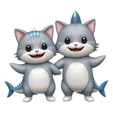 2 happy cats wearing shark costumes sticker