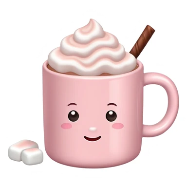 Light Pink mug of hot chocolate with marshmallows  sticker
