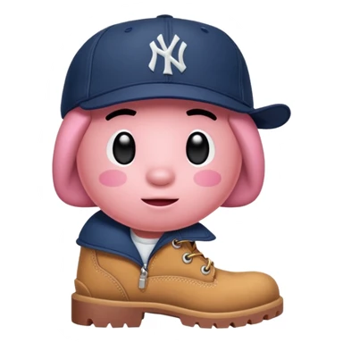 Kirby with timberland boots and a new york Yankee cap sticker