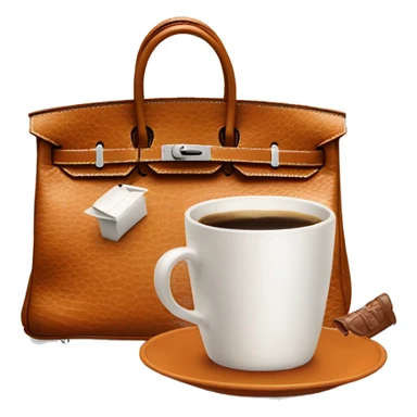 Hermes Birkin bag with cup of coffee  sticker