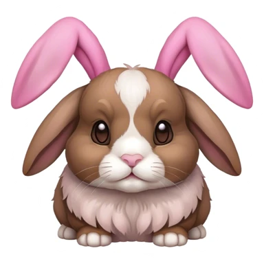 brown holland lop bunny (portrait, facing forward, iOS 17 style, happy) sticker