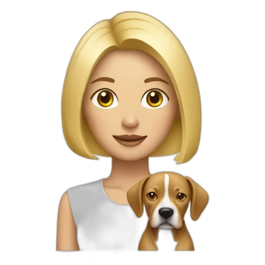 Blond lady with shoulder length bob haircut and a Pitbull dog sticker