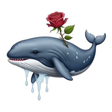 whale with wilted rose coming out of spout sticker