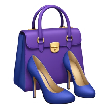 royal purple heels, cosmetics and deep blue bag emojis sticker