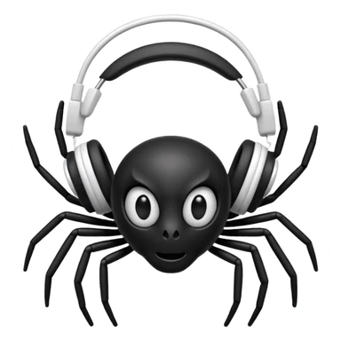 A black spider with white headphones sticker
