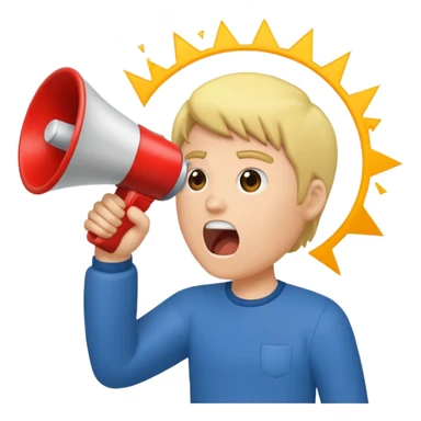  2nd pic yelling into megaphone held in right hand sticker