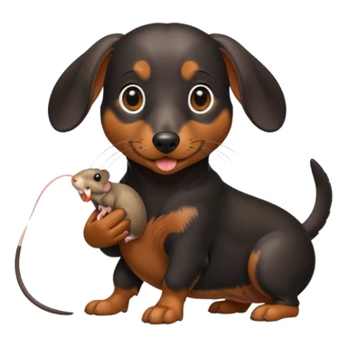 Miniature Black and Tan dachshund with a small field mouse in its mouth sticker