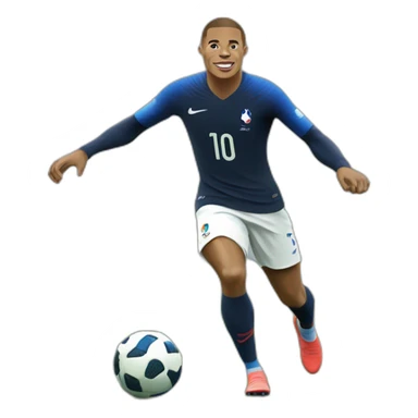 Kylian Mbappé jouant au foot avec l'équipe de France sticker