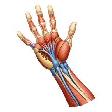 Hand holding a tendon anatomy diagram sticker