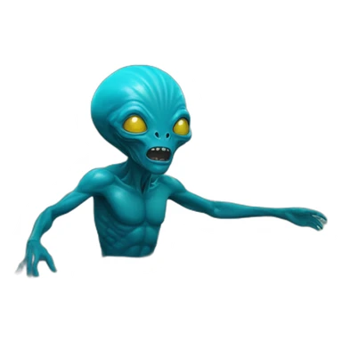 Un alien nage dans la mer et à la peau bleue sticker