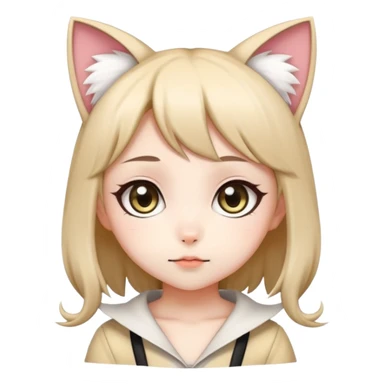 cute chibi anime catgirl with big eyes, cat ears and tail sticker