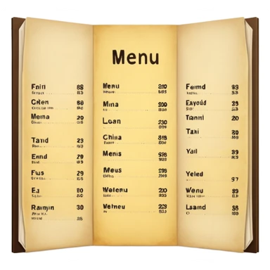 Paper menu from Chinese restaurant sticker