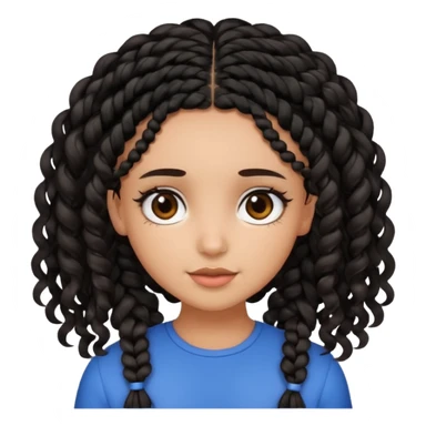 a girl with curly dark brown hair and dark brown eyes. add a best friend who is black with black braids and dark brown eyes sticker