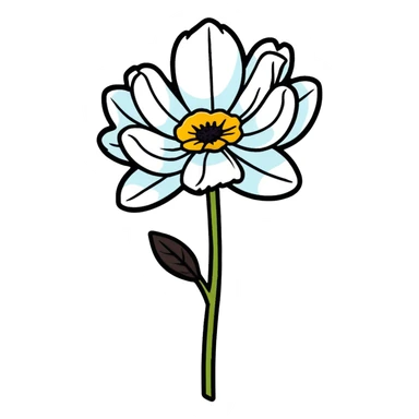 withered flower, cartoonish sticker style sticker