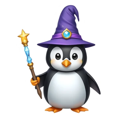 penguin wizard with magic wand and wizard hat sticker