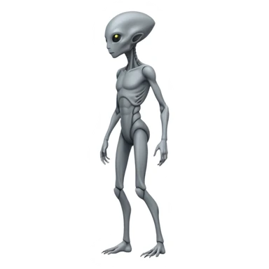fullbody humanoid gray alien direct sideview sticker