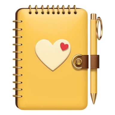 cute agenda , butter yellow/gold/brown themed with maybe a little heart on it. its paper in it and rings at the top of it where the paper is on sticker