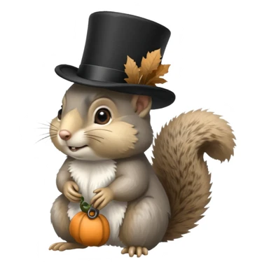 Gray squirrel with a tophat sticker