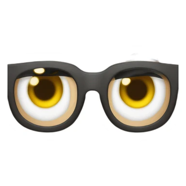 大眼睛-双眼皮-圆鼻子-黑色眼镜框-嘴巴-浓眉毛-刘海-马尾-黑头发 sticker