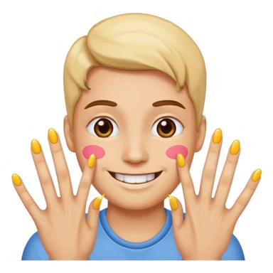 A simwly emoji with nails pookie symbol  sticker