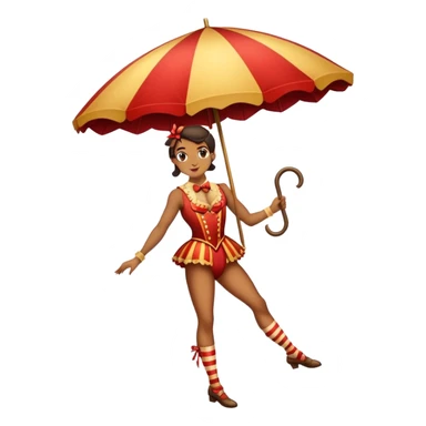 Vintage circus tightrope walker holding parasol sticker