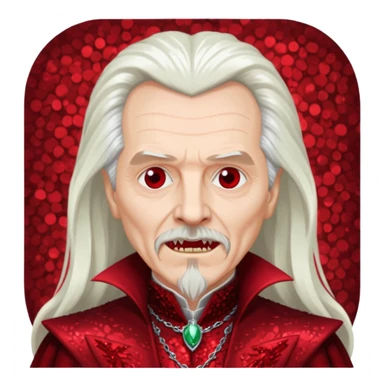 Gary Oldman as Dracula with long white hair, dark red sequin outfit, without glasses sticker