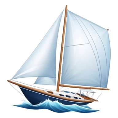 An icon featuring a sleek sailboat with billowing sails cutting through the waves. The design includes the boat's mast, a wind-filled sail, and water splashes, symbolizing the thrill and skill of sailing. Transparent background highlights the elegance and power of wind-driven sports. sticker