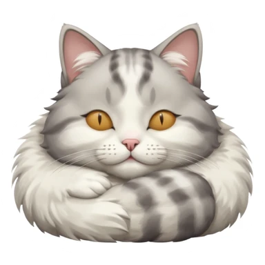 grey and white small cat with eyes closed lying down upside down with its head resting on its paw sticker