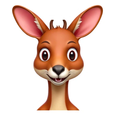 Cinematic Comical Adult Red Kangaroo Portrait Emoji, Head tilted dramatically with an exaggeratedly shocked expression, featuring a robust, dynamic build with a uniquely red kangaroo-shaped head sporting an elongated snout and wide, comically expressive eyes full of playful disbelief, Simplified yet hilariously expressive features, highly detailed, glowing with a slightly sassy outback glow, high shine, dramatic yet playful, stylized with an air of cheeky wild mischief, soft glowing outline, capturing the essence of a meme-worthy kangaroo that looks ready to bound its way into viral fame! sticker