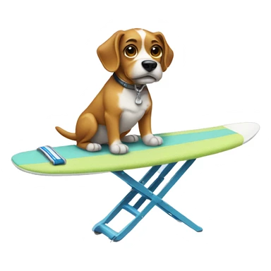 Dog surfing on an ironing board  sticker