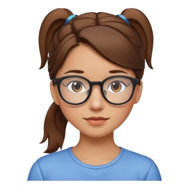 brown haired Ponytail Girl with Glasses sticker