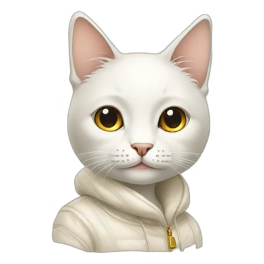 Off white fashionable cat sticker