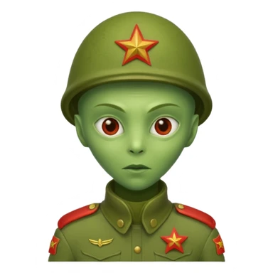 alien, wearing cccpp soldier custome, half body sticker