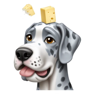 Blue Merle Great Dane eating butter sticker