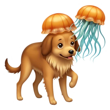A dog getting stung by a jellyfish sticker