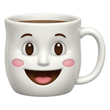 Coffee mug with closed mouth smile sticker