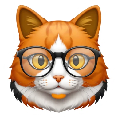 un gato de tres colores naranja, negro y blanco con gafas de leer sticker