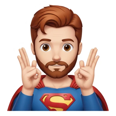 Adult Superman with redish brownish hair and full beard making hand heart emoji sticker