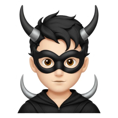 Black Horns on boy halloween sticker