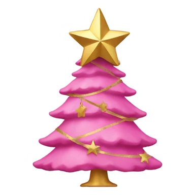 Pink Christmas tree with gold star sticker