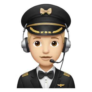 headphones, hat, and bowties pilot sticker