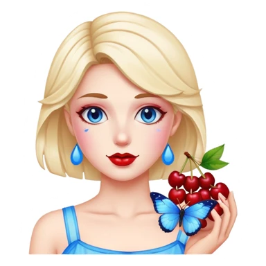 TransGirl next door with cherries & blue butterfly  sticker
