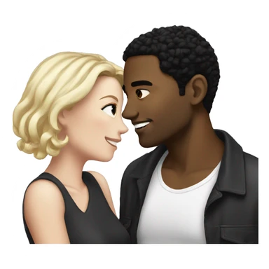 romantic moment between lovers black guy and white gurl with black hair  sticker