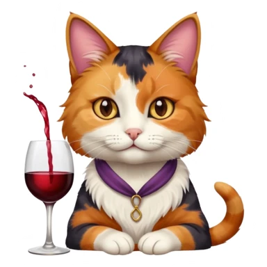 cat with wine sticker