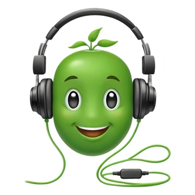 happy green pea with big headphones sticker