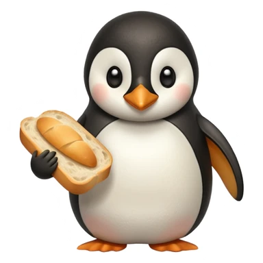 a penguin holding a loaf sticker
