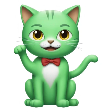 a green cat playing a trumpt sticker
