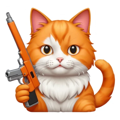 Upset cat with a gun sticker